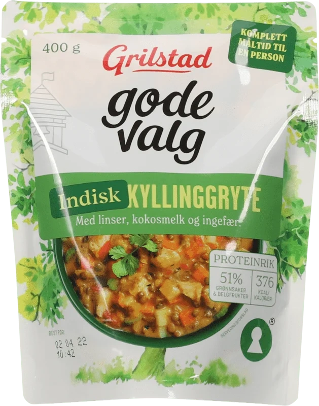 Grilstad Gode Valg Indisk Kyllinggryte 400g