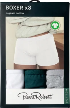 Cotton Boxer Men X3 Sea/whitegrey Xl