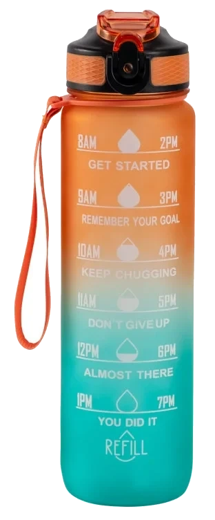 Drikkeflaske Orange & Turquois 1000ml Hollywood Motivational Bottle