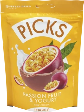 Dragee Picks Freeze Dried Passion Fruit With Milk Cocoa Glaze