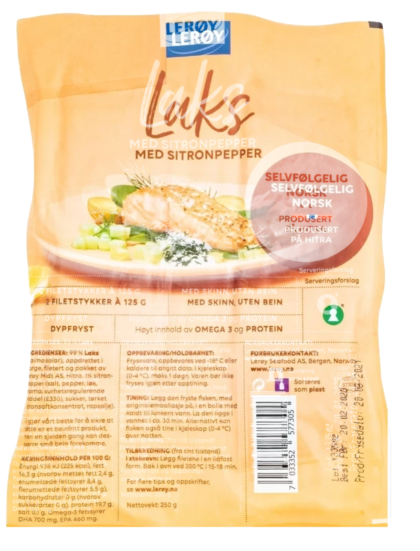 Lerøy Laksefilet med Sitronpepper 2x125g