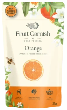 Appelsin, Frysetørkede Skiver 23g - Fruit Garnish By Cold Pressed