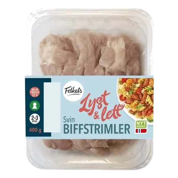 Svin Biffstrimler 400g Folkets