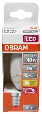 Lyspære Led Cl B 40 Matt Dim E14 Osram