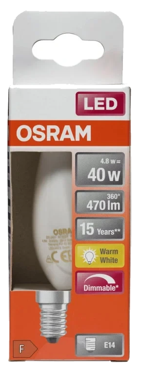 Lyspære Led Cl B 40 Matt Dim E14 Osram