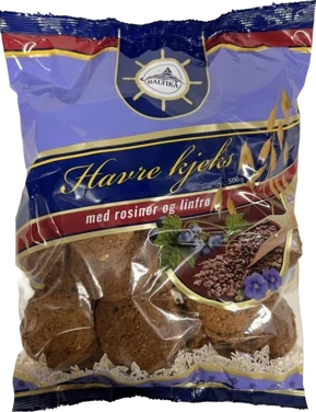 Havrekjeks med Rosin og Linfrø 500g