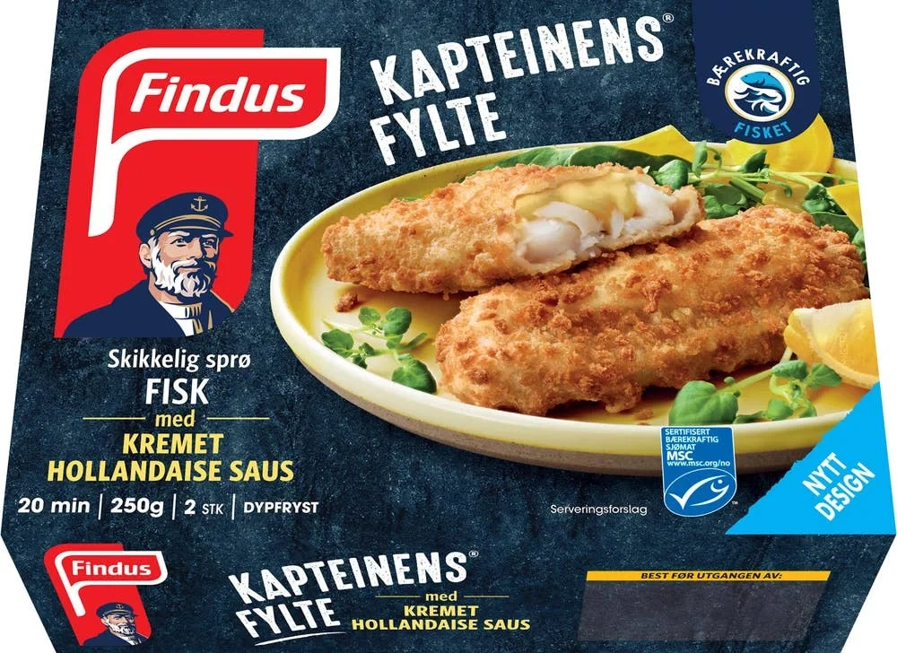 Kapteinens fylte torsk med hollandaisesaus