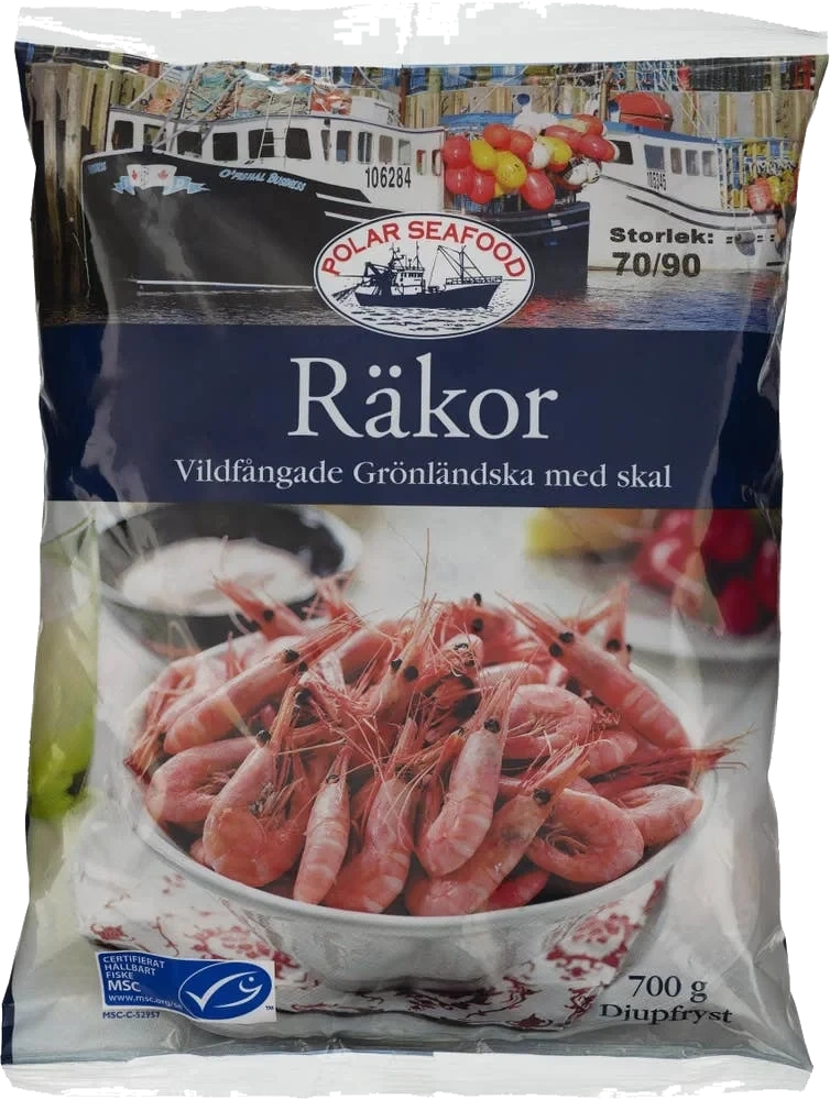 Räkor med Skal 70/90 MSC Fryst
