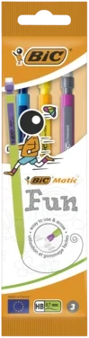 Bic Matic Fun 0.7 mm Hb Trykkblyanter – Assorterte Kroppfarger Eske med 3