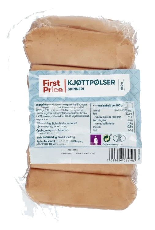 Kjøttpølse Skinnfri 880g First Price