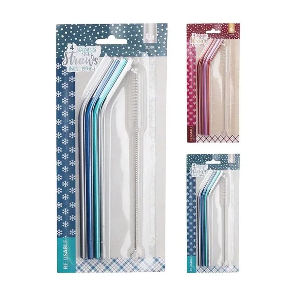 Sugerørsett 4pk m/børste