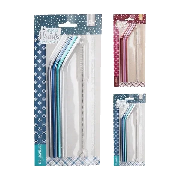 Sugerørsett 4pk m/børste