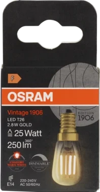 Led Lyspære T26 E14 25w Dim Klar Gold