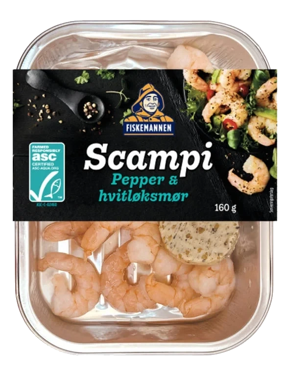 Scampi Asc m/Hvitløkssmør 160g Fiskemannen