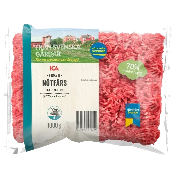 Nötfärs Färsk 12% 1kg ICA