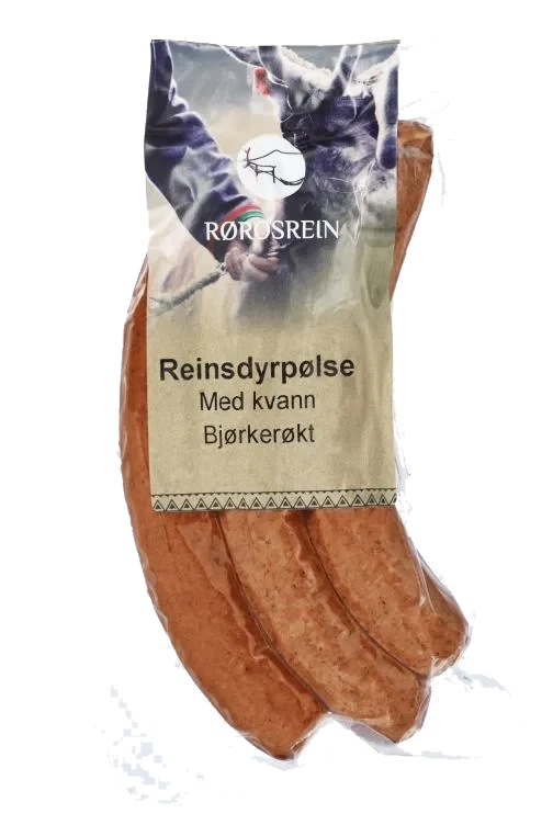 Reinsdyrpølse m/Kvann Bjørkerøkt 300g Fersk