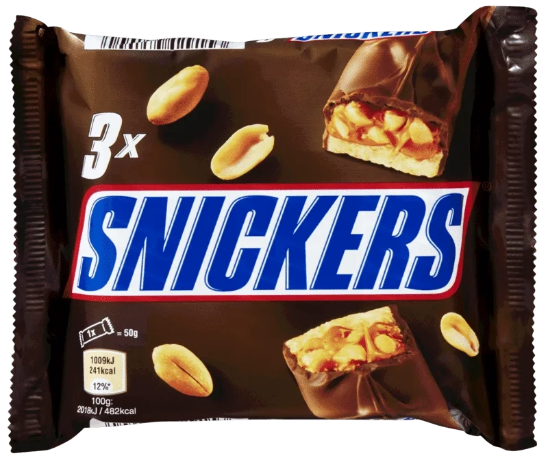 Snickers Sjokoladebar 3x50g