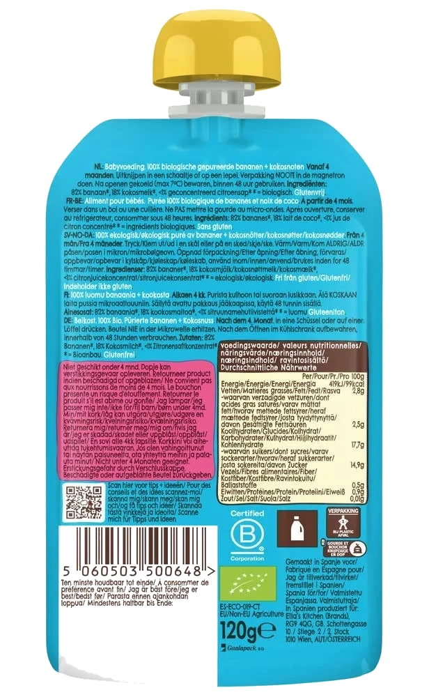 Økologisk mos banan og kokos