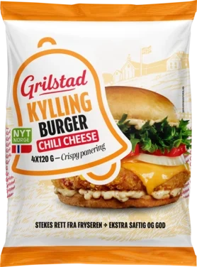 Kyllingburger Chili Cheese 4 stk, 480 g