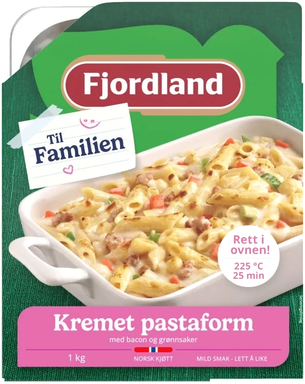 Kremet Pastaform til Familien m/Bacon&Grønnsaker 1kg