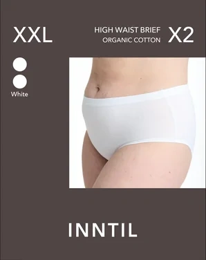 High Waist Brief, 2-pk, White, Xxl