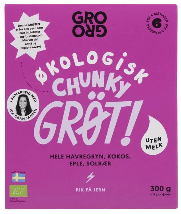 Pulvergrøt Chunky Eple&Solbær 300g Grogro