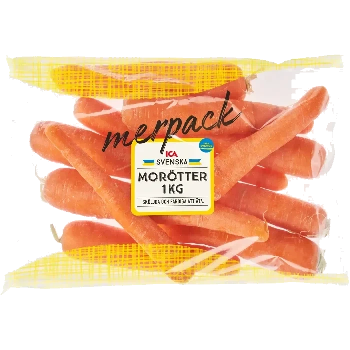 Tvättade morötter 1kg Klass 1 ICA