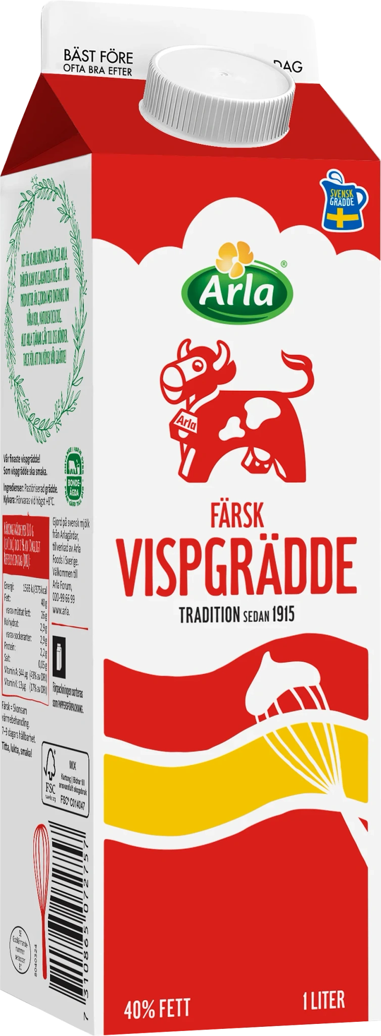 Färsk vispgrädde 40% 1 liter