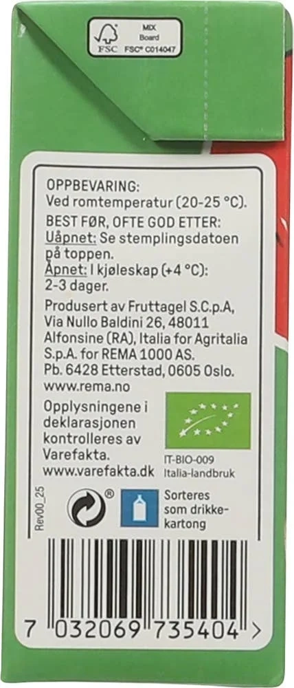 Økologiske hakkede tomater