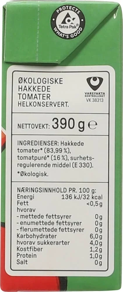 Økologiske hakkede tomater