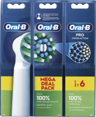 Tannbørsthoder Pro Cross Action 2+2+2stk Oral-b