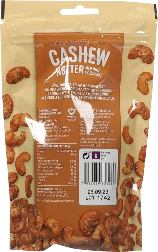 Karamelliserte cashewnøtter med hint av salt
