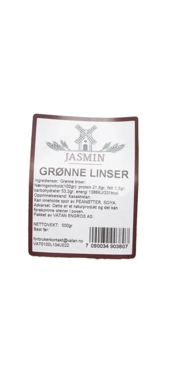 Linser Grønne 500g Jasmin
