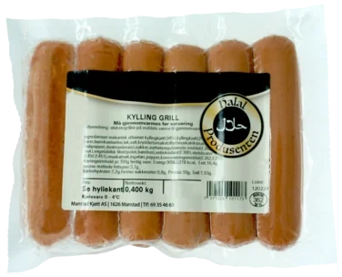 Grillpølser Kylling Halal Produsenten 400g