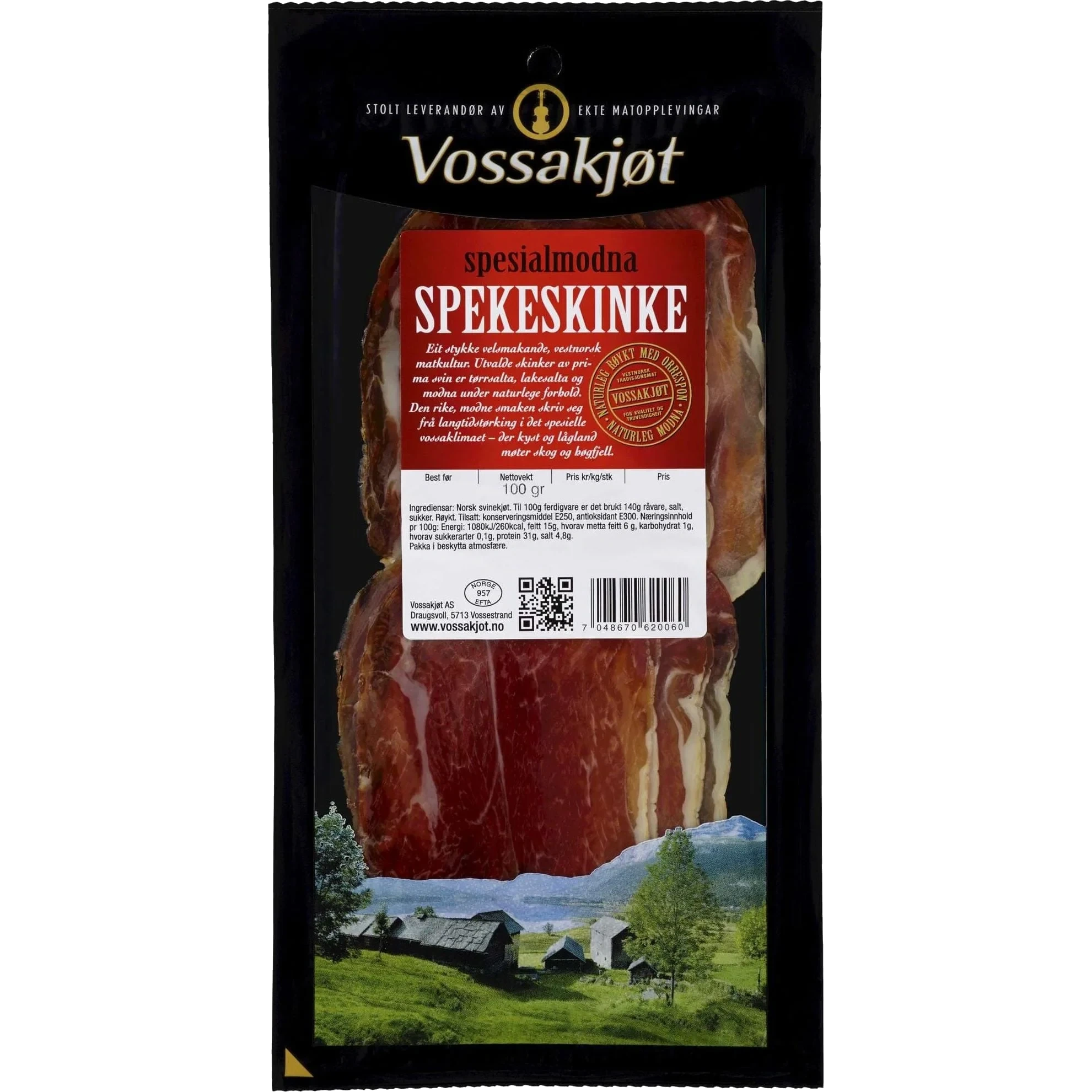 Spekeskinke Skåret 100g Vossakjøt