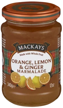 Appelsin-/sitron- og Ingefærma 340g Mackays