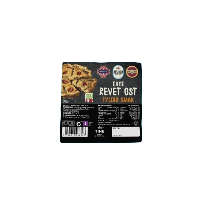Revet Ost Fyldig Smak 3kg Tine