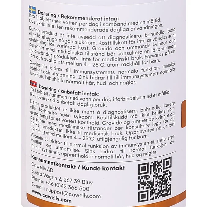 Vitamin C med Zinc 90 Tabletter