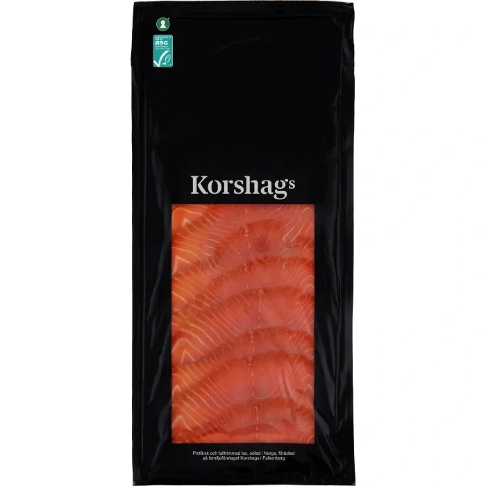 Laxfilé kallrökt skivad 350g Miljömärkt Korshags