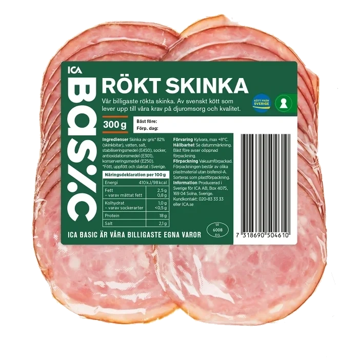 Rökt Skinka 300g ICA Basic