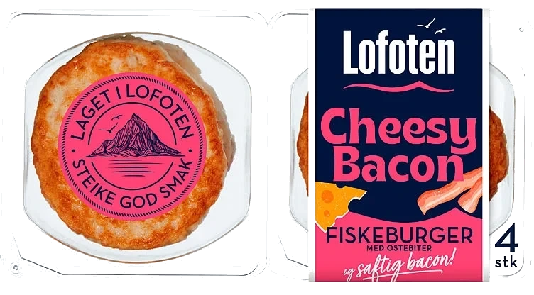 Fiskeburger Cheesy Bacon 4x110g Lofoten
