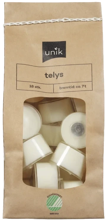 Telys Hvit 7t Klar Kopp 18stk Unik