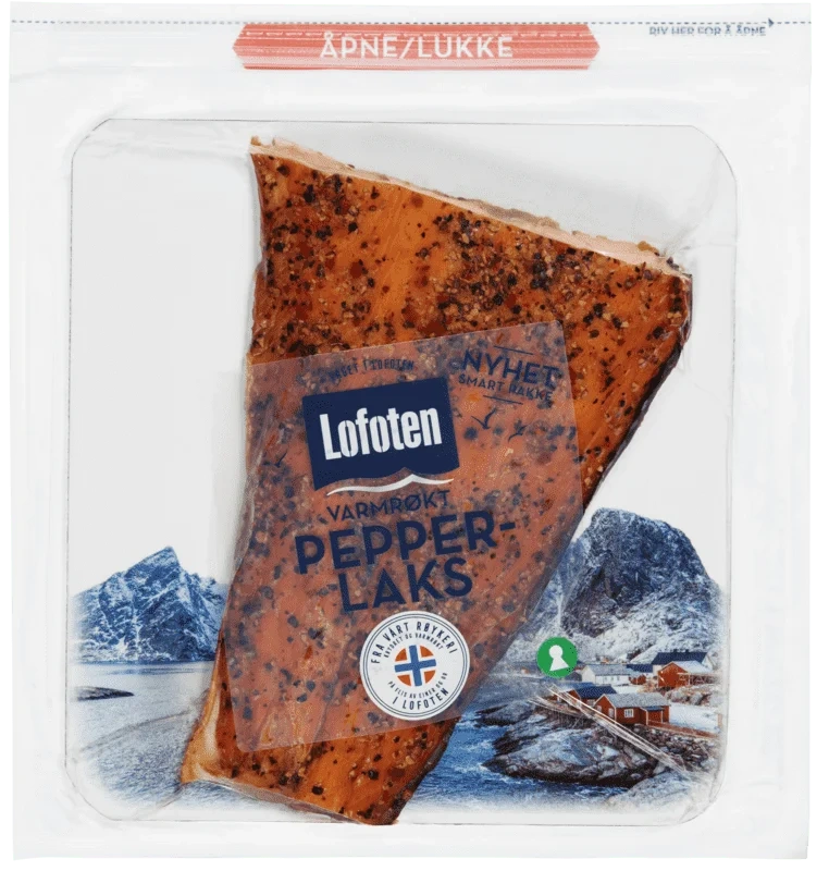 Lofoten Varmrøkt Pepperlaks i Bit ca 330g