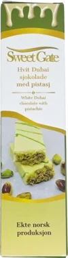 Hvit Dubai Sjokolade med Pistasj 55g X 36stk