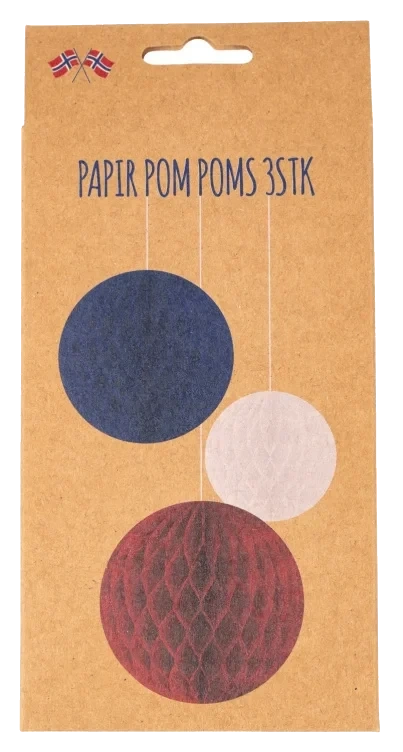 Papir Pom Poms 17.Mai 3stk