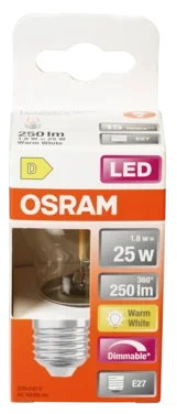 Lyspære Led Cl P 25 Klar Dim 827 E27 Osram