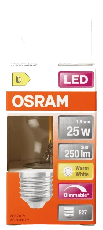 Lyspære Led Cl P 25 Klar Dim 827 E27 Osram