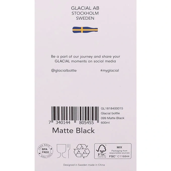 Vattenflaska Matte Black 600 ml