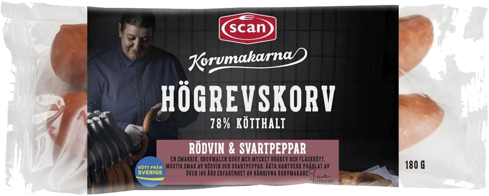 Högrevskorv Rödvin & Svartpeppar Kötthalt 78% 2-p