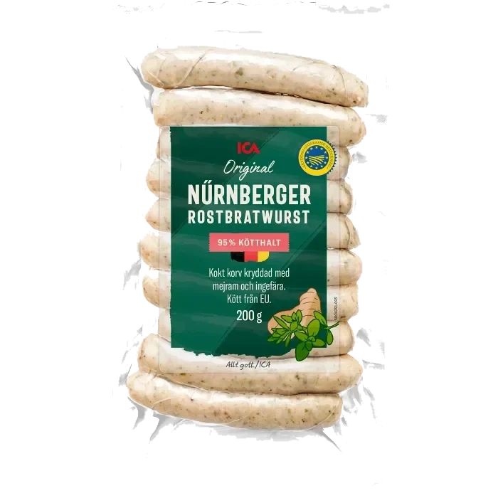 Korv Nürnberger 95% Kötthalt 200g ICA